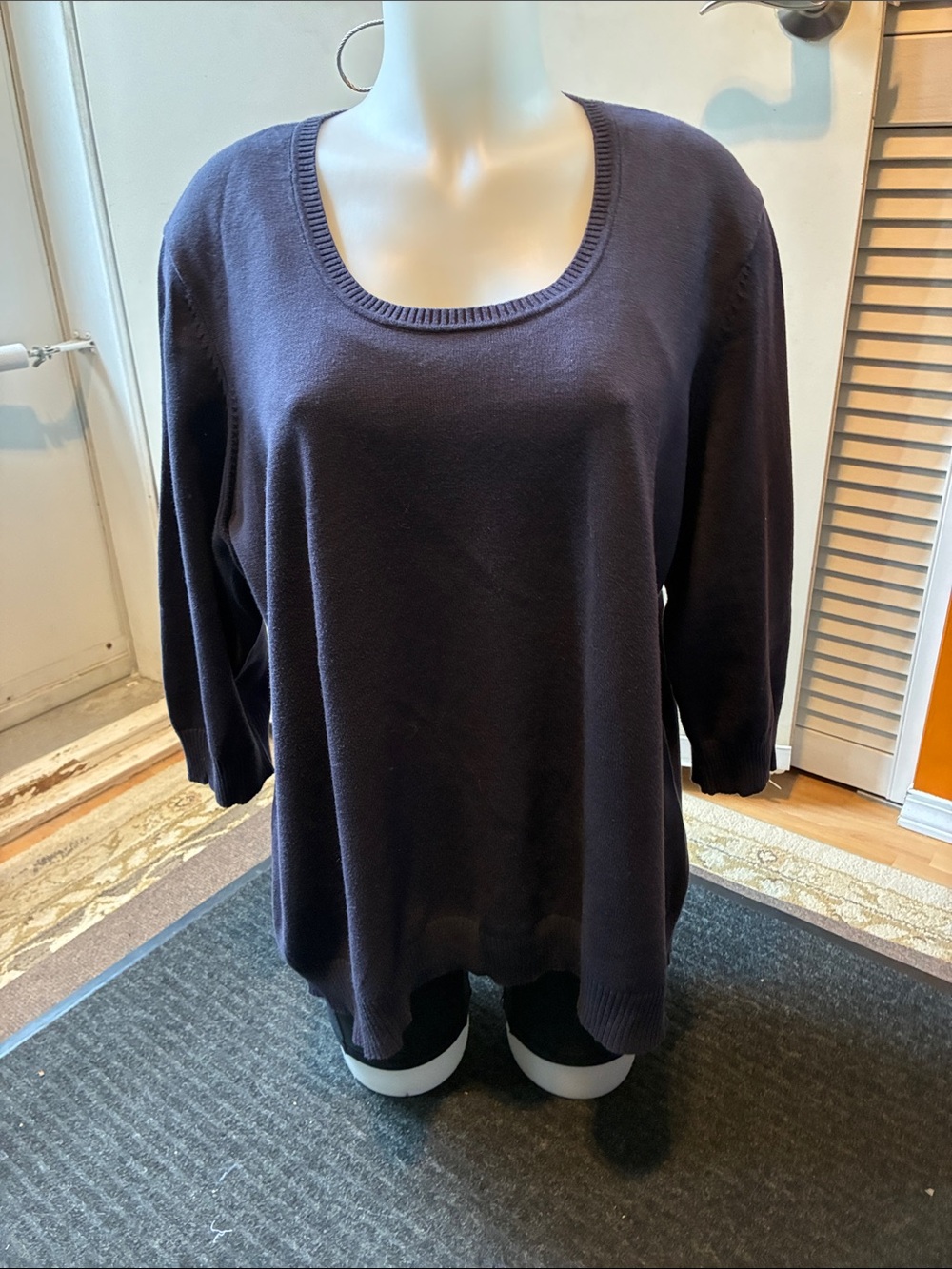 Lands' End Navy Scoop Neck Long Sleeve Pullover